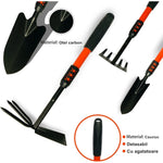 Set 4 Unelte de Gradina Flippy, Maner extensibil, pentru Plantare Prelucrare Sol si Ingrijire Plante, Material otel
