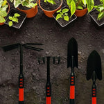 Set 4 Unelte de Gradina Flippy, Maner extensibil, pentru Plantare Prelucrare Sol si Ingrijire Plante, Material otel