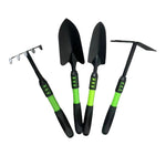 Set 4 Unelte de Gradina Flippy, pentru Plantare, Prelucrare Sol si Ingrijire Plante, Material PVC Carbon, Grebla,