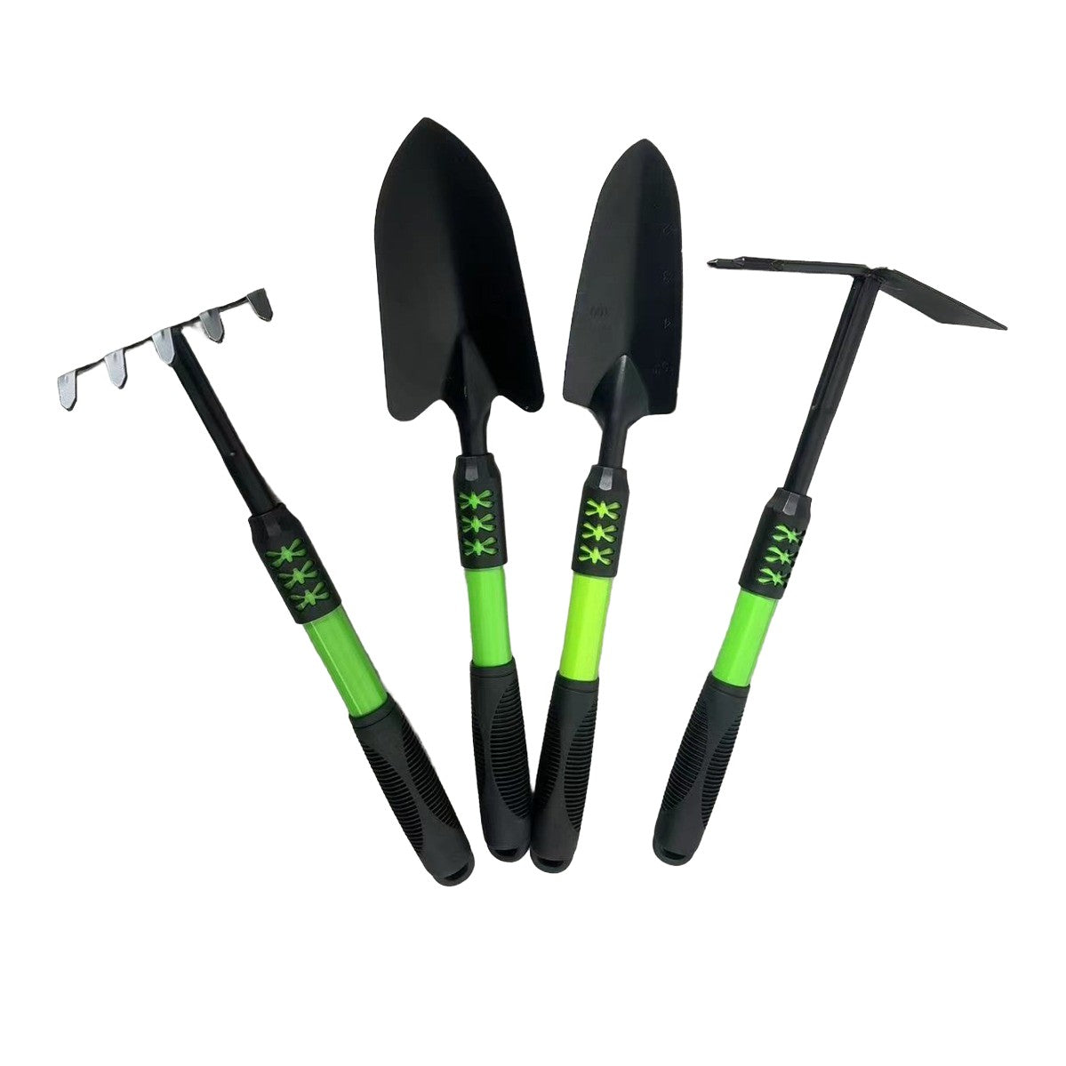 Set 4 Unelte de Gradina Flippy, pentru Plantare, Prelucrare Sol si Ingrijire Plante, Material PVC Carbon, Grebla,