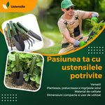 Set 4 Unelte de Gradina Flippy, pentru Plantare Prelucrare Sol si Ingrijire Plante, Material PVC si cardboard, 25 x 8.5