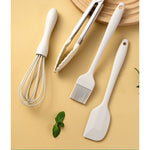 Set 4 Ustensile de Bucatarie, Flippy, din Silicon+Inox, Termorezistente, Antiaderente, 20 x 15 x 4 cm, Alb Ivory