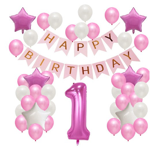 Set Baloane Aniversare HAPPY BIRTHDAY, Flippy, set din 42 bucati, 1 bucata cifra mare, 4 stele din folie aluminiu, 37