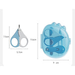 Set 4in1 de Ingrijire Unghii pentru Bebelusi, Flippy, Cutie de Depozitare Dinozaur Transparent, 0-6 Ani, 11.5 x 9 x 3