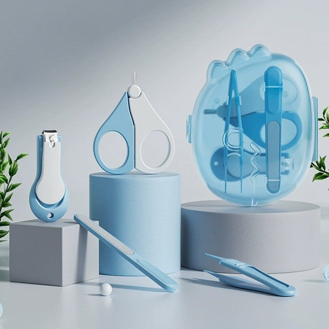 Set 4in1 de Ingrijire Unghii pentru Bebelusi, Flippy, Cutie de Depozitare Dinozaur Transparent, 0-6 Ani, 11.5 x 9 x 3