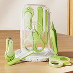 Set 4in1 de Ingrijire Unghii pentru Bebelusi, Flippy, Cutie de Depozitare Texturata, 0-6 Ani, 13.6x8x2 cm, Verde