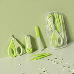 Set 4in1 de Ingrijire Unghii pentru Bebelusi, Flippy, Cutie de Depozitare Texturata, 0-6 Ani, 13.6x8x2 cm, Verde