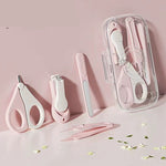 Set 4in1 de Ingrijire Unghii pentru Bebelusi, Flippy, Cutie de Depozitare Texturata, 0-6 Ani, 13.6x8x2 cm, Roz