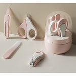 Set 4in1 de Ingrijire Unghii pentru Bebelusi, Flippy, Cutie de Depozitare Tip Borcan, 0-6 Ani, 10 x 7 x 6 cm, Roz
