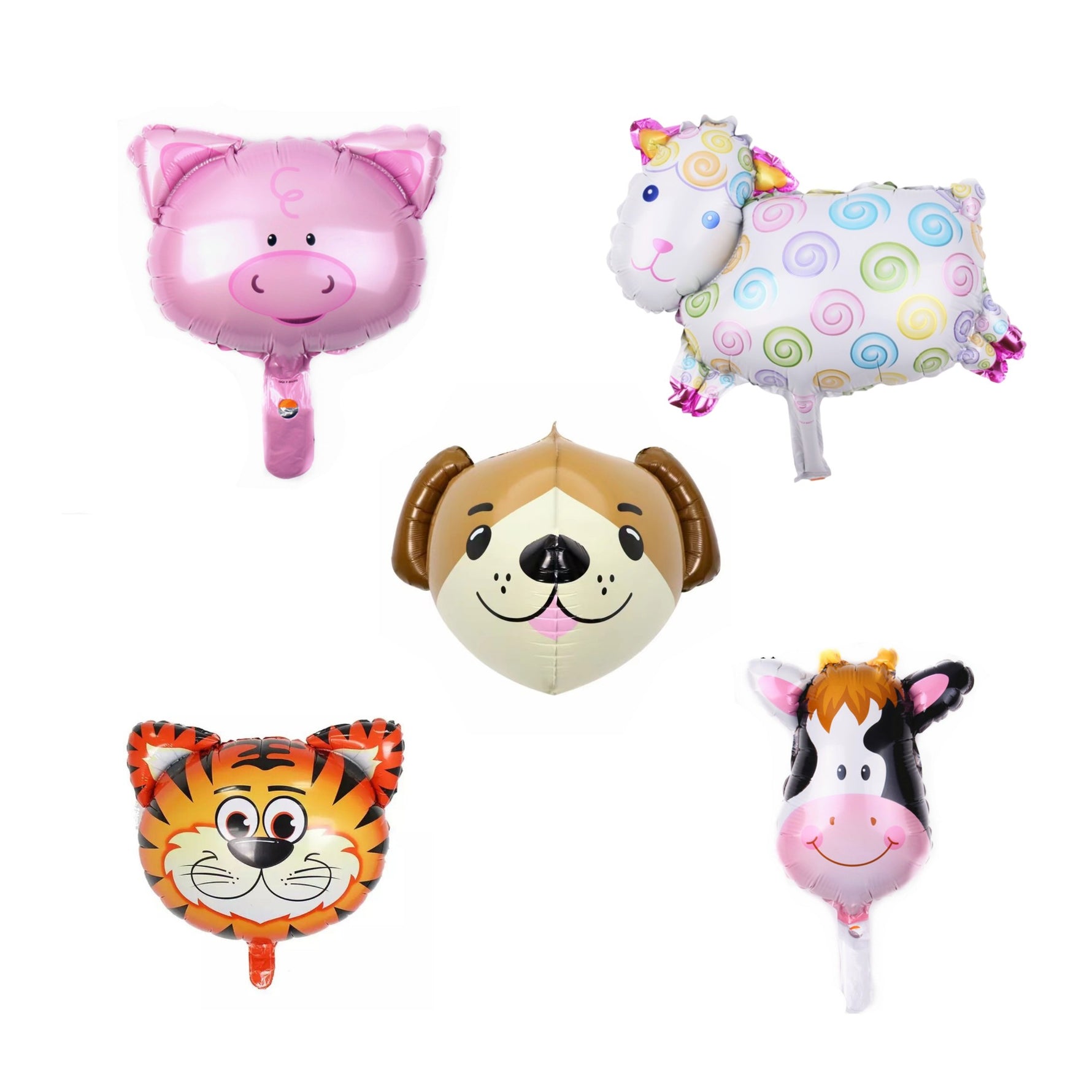 Set 5 Baloane Folie Metalizata, Flippy, Figurine Animale Domestice, 30 cm, Ambalaj Individual, Pai inclus, Umflare cu