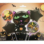 Set 5 Baloane din Folie Metalizata, Flippy, Figurine, Tema Halloween, Pai Inclus, Ambalaj Individual, Umflare cu Aer