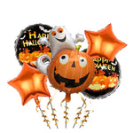 Set 5 Baloane din Folie Metalizata, Flippy, Figurine, Tema Halloween, Pai Inclus, Ambalaj Individual, Umflare cu Aer