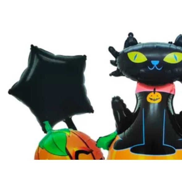 Set 5 Baloane din Folie Metalizata, Flippy, Figurine, Tema Halloween, Pai Inclus, Ambalaj Individual, Umflare cu Aer