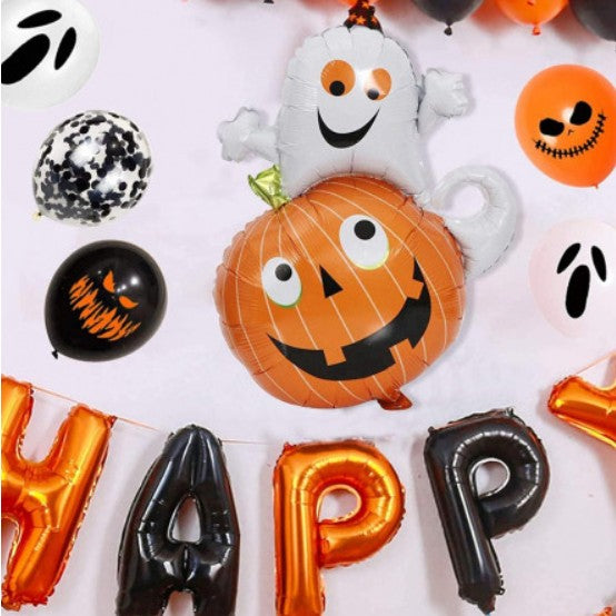 Set 5 Baloane din Folie Metalizata, Flippy, Figurine, Tema Halloween, Pai Inclus, Ambalaj Individual, Umflare cu Aer