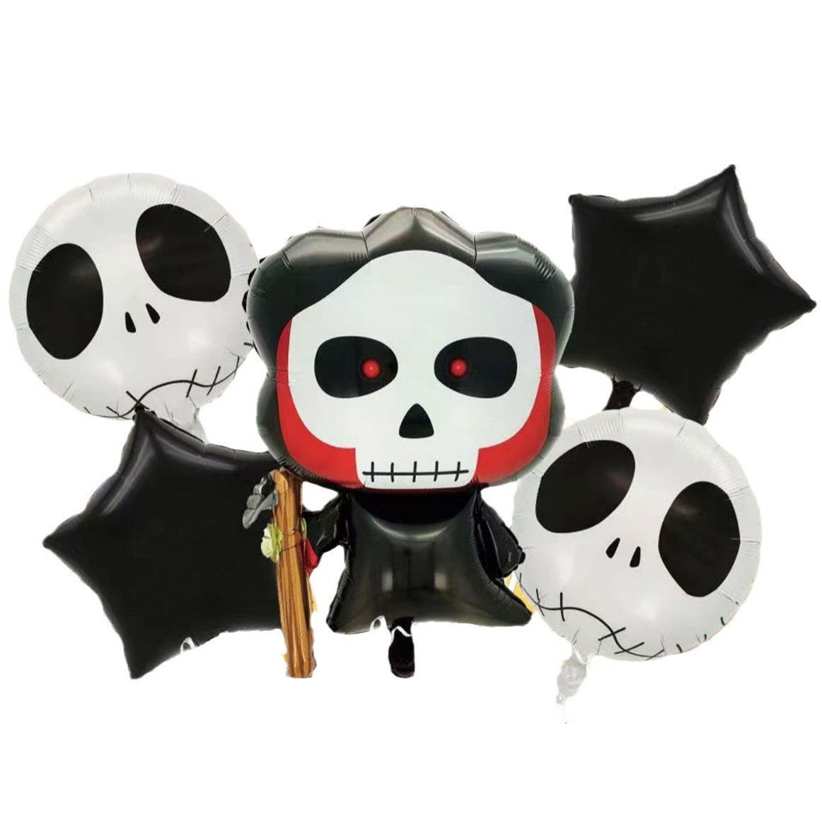 Set 5 Baloane din Folie Metalizata, Flippy, Figurine, Tema Halloween, Pai Inclus, Ambalaj Individual, Umflare cu Aer