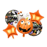 Set 5 Baloane din Folie Metalizata, Flippy, Figurine, Tema Halloween, Pai Inclus, Ambalaj Individual, Umflare cu Aer