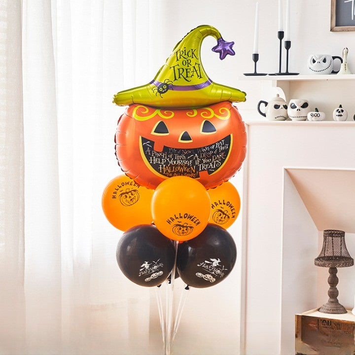 Set 5 Baloane din Folie Metalizata, Flippy, Figurine, Tema Halloween, Pai Inclus, Ambalaj Individual, Umflare cu Aer