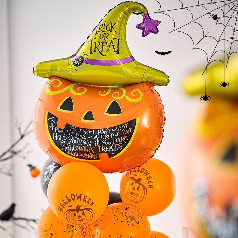 Set 5 Baloane din Folie Metalizata, Flippy, Figurine, Tema Halloween, Pai Inclus, Ambalaj Individual, Umflare cu Aer