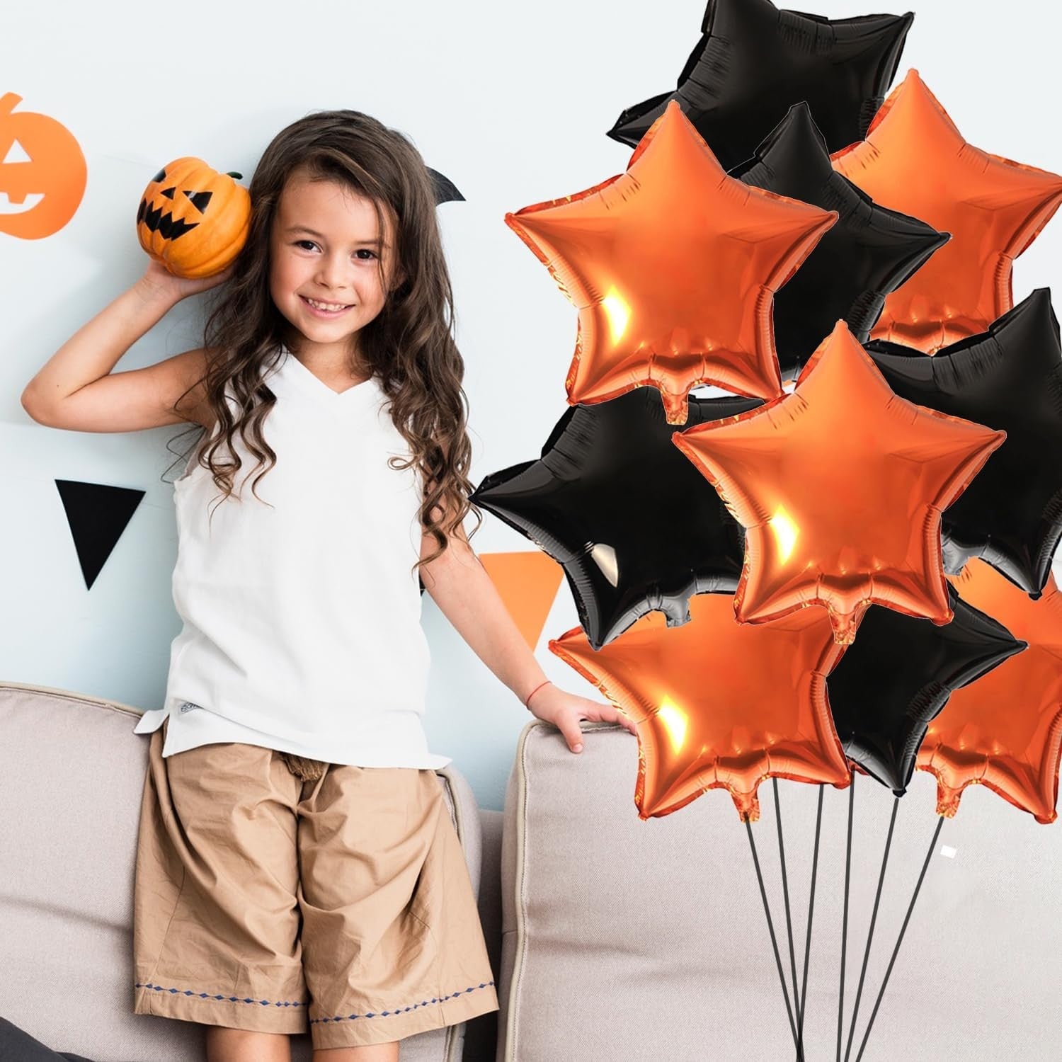 Set 5 Baloane din Folie Metalizata, Flippy, Figurine, Tema Halloween, Pai Inclus, Ambalaj Individual, Umflare cu Aer