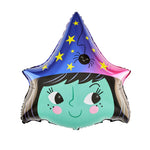 Baloane Halloween, Flippy, set din 5 Baloane, 1 Little Witch Halloween, 2 stele negre, 2 baloane rotunde multicolore,