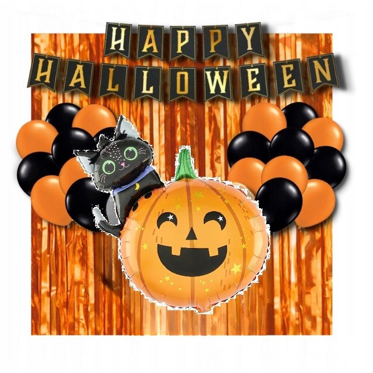 Set 5 Baloane din Folie Metalizata, Flippy, Figurine, Tema Halloween, Pai Inclus, Ambalaj Individual, Umflare cu Aer