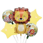 Set 5 Baloane din Folie Metalizata, Flippy, Figurine, Tema Aniversare Jungla, Pai Inclus, Ambalaj Individual, Umflare