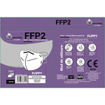 Set 5 bucati Masca de protectie faciala, Flippy®️, de unica folosinta, FFP2 CE 2163, 5 straturi, nesterila, ambalaj