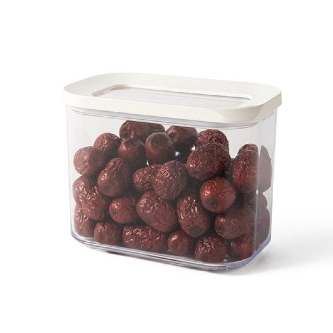 Set 5 Cutii de Depozitare Alimente, Flippy, Capac Alb, din ABS+Silicon, 23 x 15 x 27 cm, Transparent