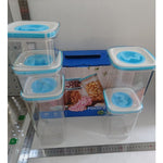 Set 5 Cutii de Depozitare pentru Bucatarie, Flippy, 2 x 600ml, 2 x 1.3L, 1 x 2L, din ABS+PET+Silicon, Capac