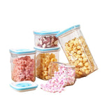 Set 5 Cutii de Depozitare pentru Bucatarie, Flippy, 2 x 600ml, 2 x 1.3L, 1 x 2L, din ABS+PET+Silicon, Capac