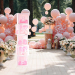 Set 5 Cutii pentru Baloane, Flippy, Model Scris Bride, Tematica Nunta, Cuburi Decorative din Plastic, Accesorii pentru