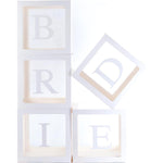 Set 5 Cutii pentru Baloane, Flippy, Model Scris Bride, Tematica Nunta, Cuburi Decorative din Plastic, Accesorii pentru