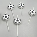 Set 5 Lumanari de Tort, Flippy, Model Mingi de Fotbal, 3.5 cm, din Ceara, Alb/Negru
