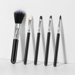 Set 5 Pensule de Machiaj, Flippy, de Voiaj, pentru Fard si Pudra, din Par Sintetic, Negru