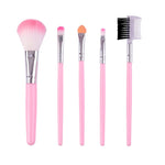 Set 5 Pensule de Machiaj, Flippy, de Voiaj, pentru Fard si Pudra, din Par Sintetic, Roz