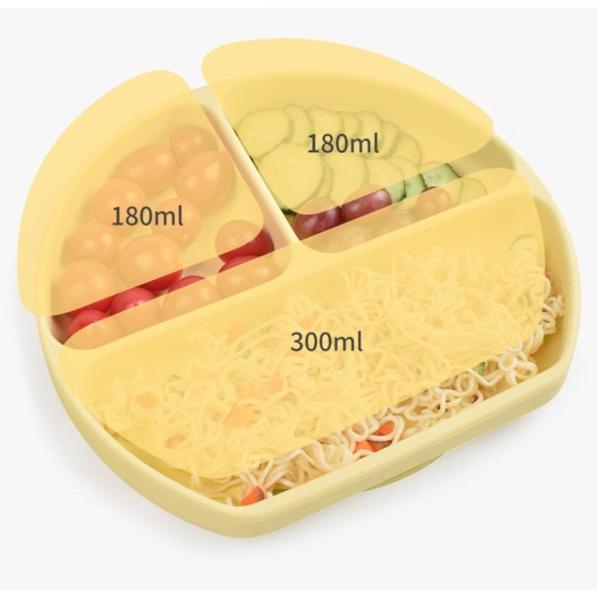 Set 5 piese diversificare bebelusi si copii din silicon Flippy, baveta, farfurie compartimentata cu ventuza, bol cu
