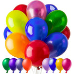 Set 50 Baloane din Latex, Flippy, Model Party, Multicolor, 7x Albastru, 7x Verde, 7x Galben, 7x Mov, 7x Portocaliu, 7x