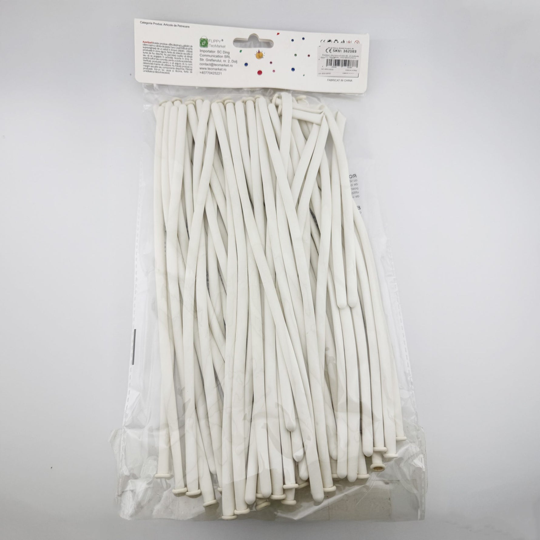 Baloane de Modelaj, Flippy, Set 50 bucati, Model Standard, din Latex, 30 x 1.5 cm, 1.8 g per unitate, pana la 150 cm,