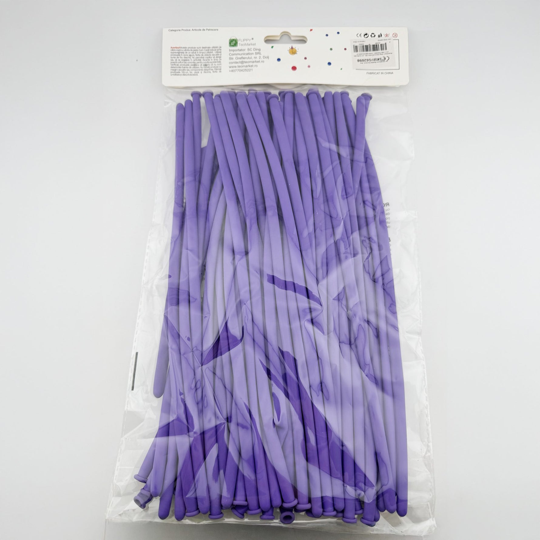 Baloane de Modelaj, Flippy, Set 50 bucati, Model Standard, din Latex, 30 x 1.5 cm, 1.8 g per unitate, pana la 150 cm,