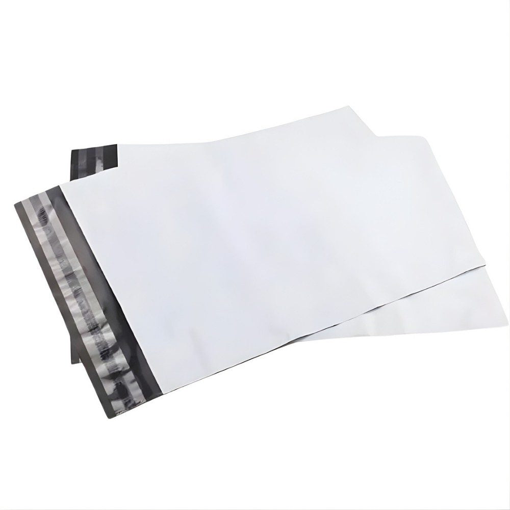 Set 50 Pungi Curierat Autoadezive pentru Ambalare Colete, Rezistente la Transport, Grosime 50 Microni, Alb la Exterior