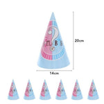 Set 6 Coifuri Gender Reveal, Flippy, Girl or Boy, din Carton, 20 x 14 cm, Roz/Albastru