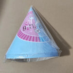 Set 6 Coifuri Gender Reveal, Flippy, Girl or Boy, din Carton, 20 x 14 cm, Roz/Albastru