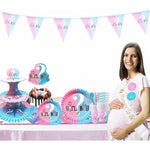Set 6 Coifuri Gender Reveal, Flippy, Girl or Boy, din Carton, 20 x 14 cm, Roz/Albastru