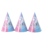Set 6 Coifuri Gender Reveal, Flippy, Girl or Boy, din Carton, 20 x 14 cm, Roz/Albastru
