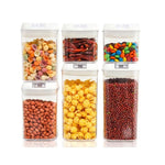Set 6 Recipiente din Plastic, Flippy, pentru Alimente/Obiecte, Inchidere Ermetica, 2 x 0.5l, 2 x 0.8l, 2 x 1.2l, Capac