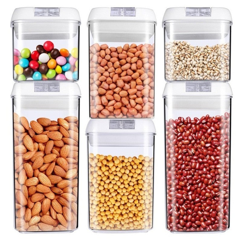 Set 6 Recipiente din Plastic, Flippy, pentru Alimente/Obiecte, Inchidere Ermetica, 2 x 0.5l, 2 x 0.8l, 2 x 1.2l, Capac