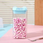 Set 6 Cutii de Depozitare Alimente, Flippy, 2 x 500ml, 2 x 800ml, 2 x 1200ml, Capac Albastru, din PP+PET, Inchidere