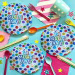 Set 6 Farfurii de Unica Folosinta, Flippy, Colectia, LA MULTI ANI, 23 cm, din Carton Laminat, Multicolor