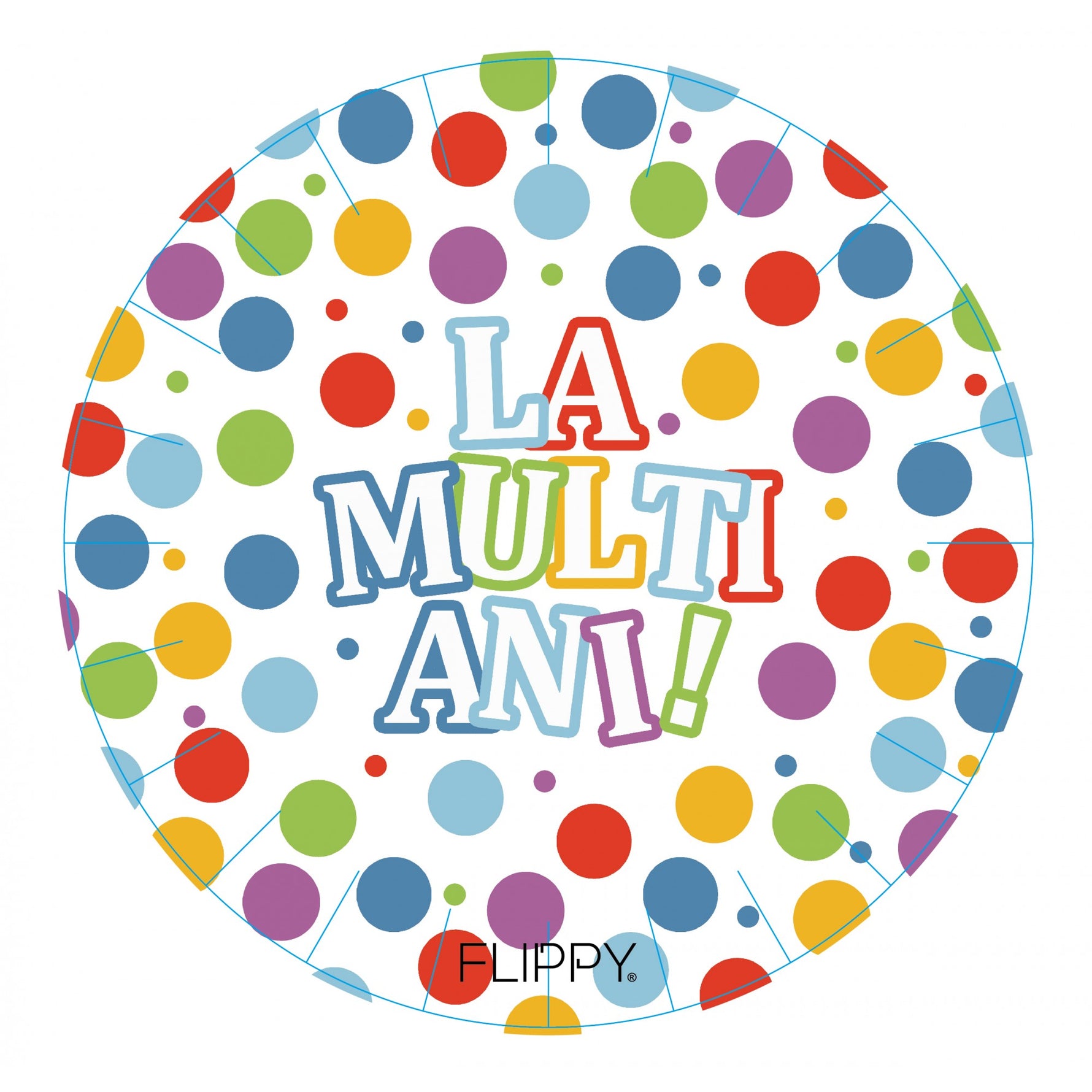 Set 6 Farfurii de Unica Folosinta, Flippy, Colectia LA MULTI ANI , 30 cm, din Carton Laminat, Multicolor