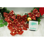 Set 6 fundite pentru brad, Rosii, cu stelute , 8 x 8 cm, din poliester, Flippy